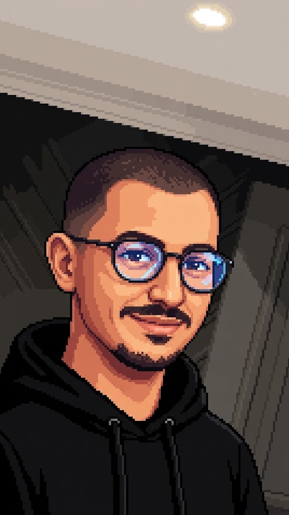 Pixel-art portrait of Rachid Demghart